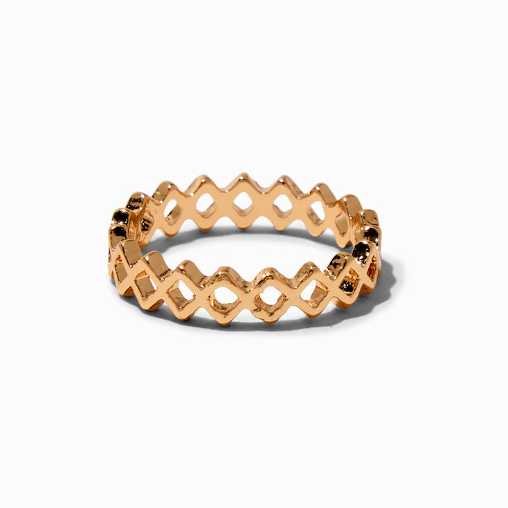 Gold-tone Zig Zag Glitter Rings - 5 Pack